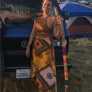 Tribal print wrap maxi skirt. Lightweight festival wear vacation